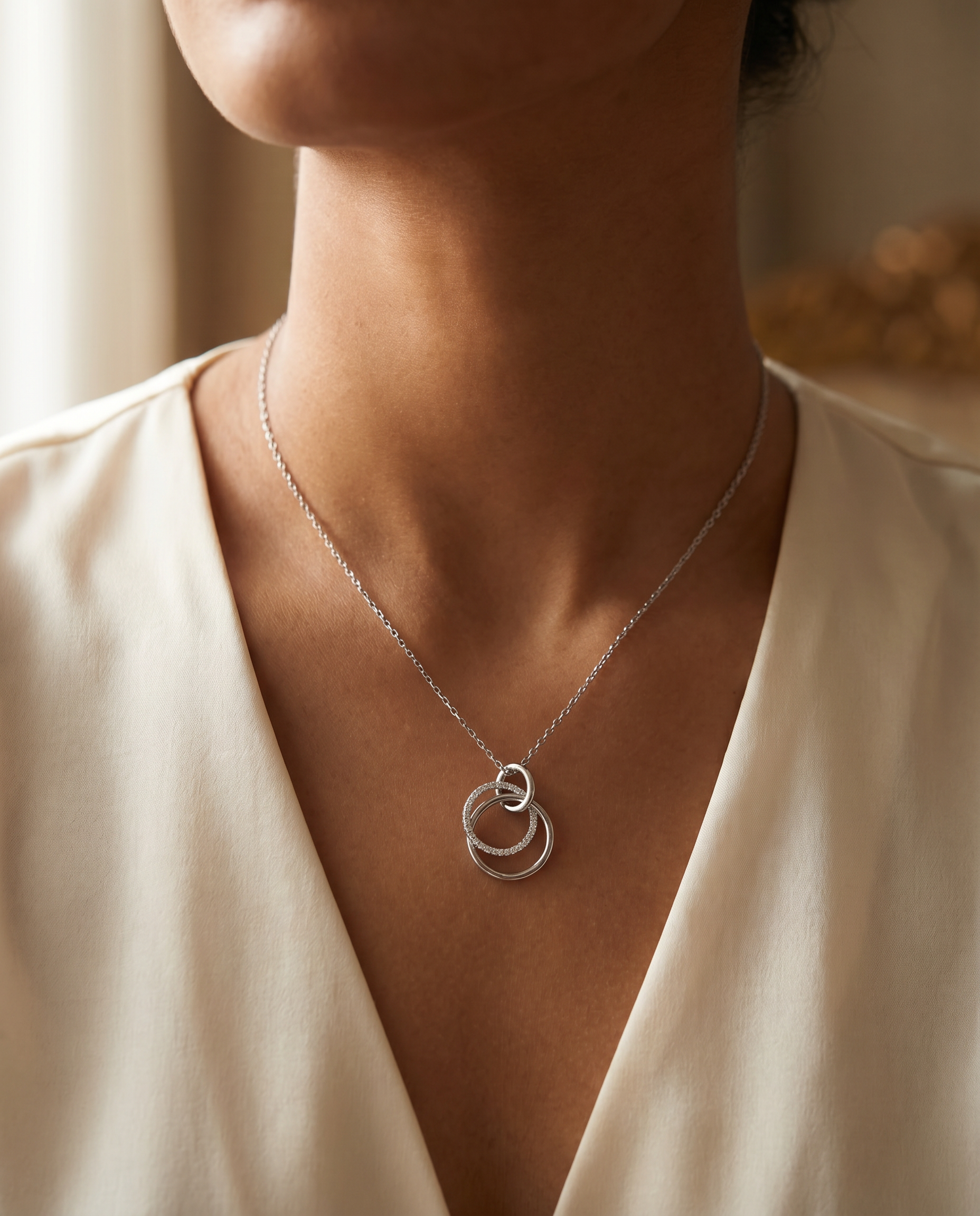 Interlinked Crystal Circle Necklace