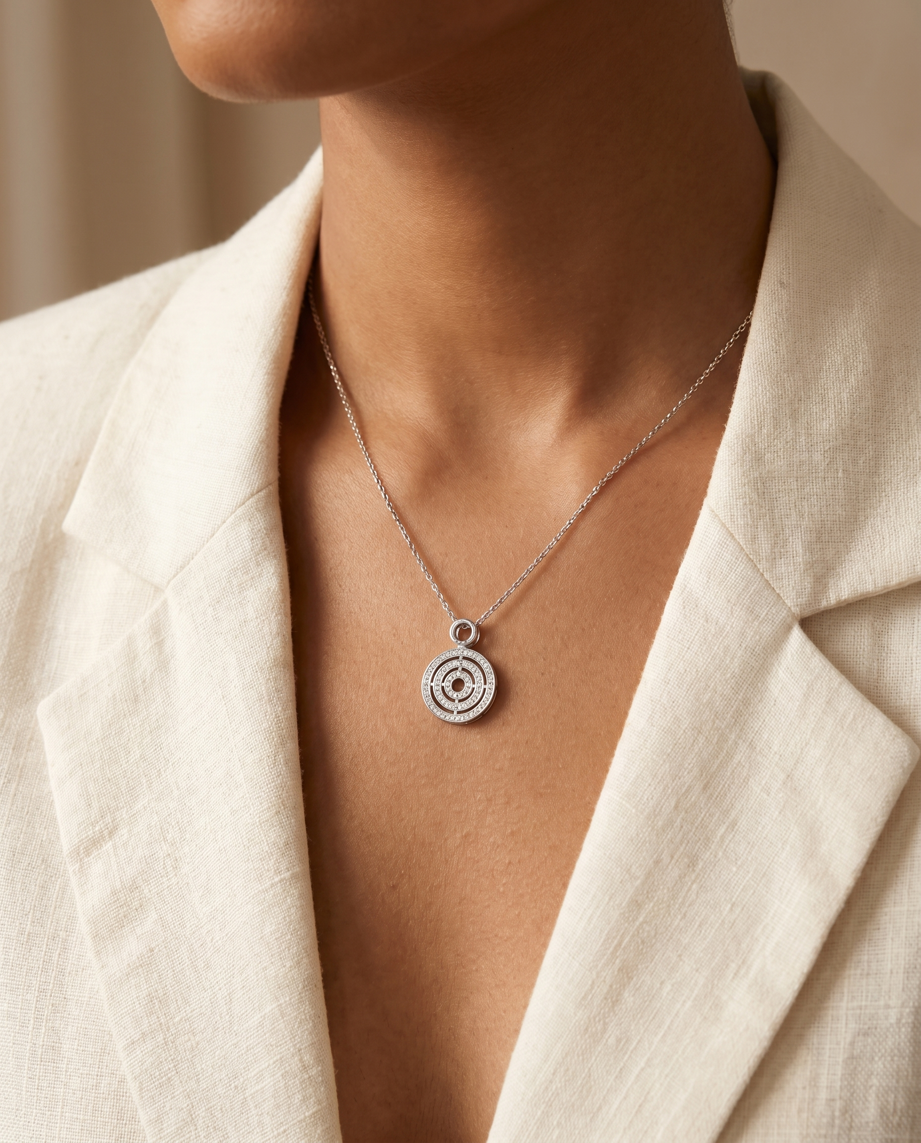 Crystal Orbit Medallion Necklace