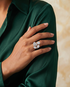 Multi Petal Bypass Silver Ring