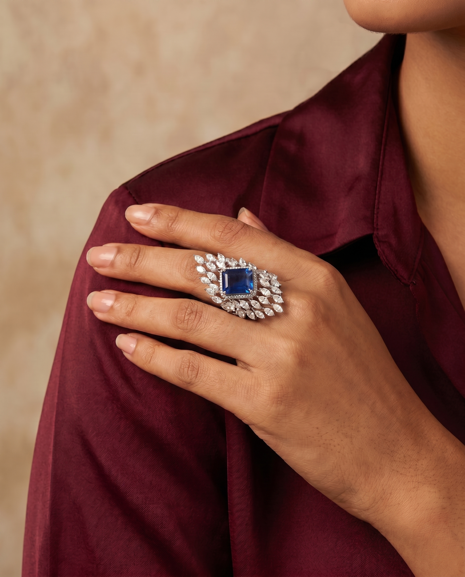 Sapphire Crown Cocktail Ring