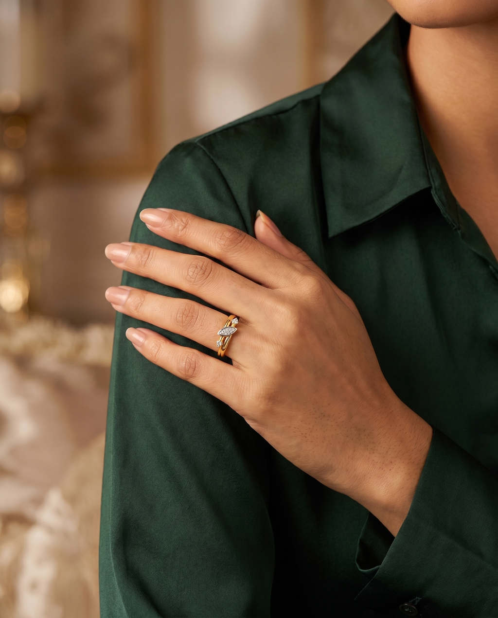 Marquise Trio Grooved Ring