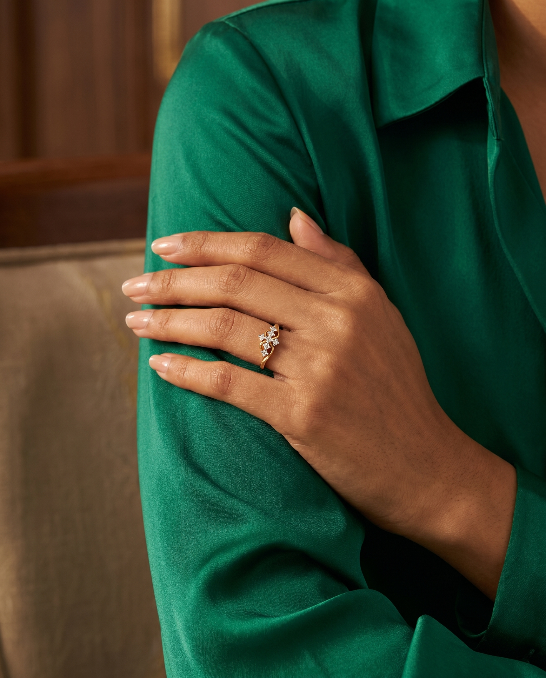 Moissanite Cross Cluster Ring