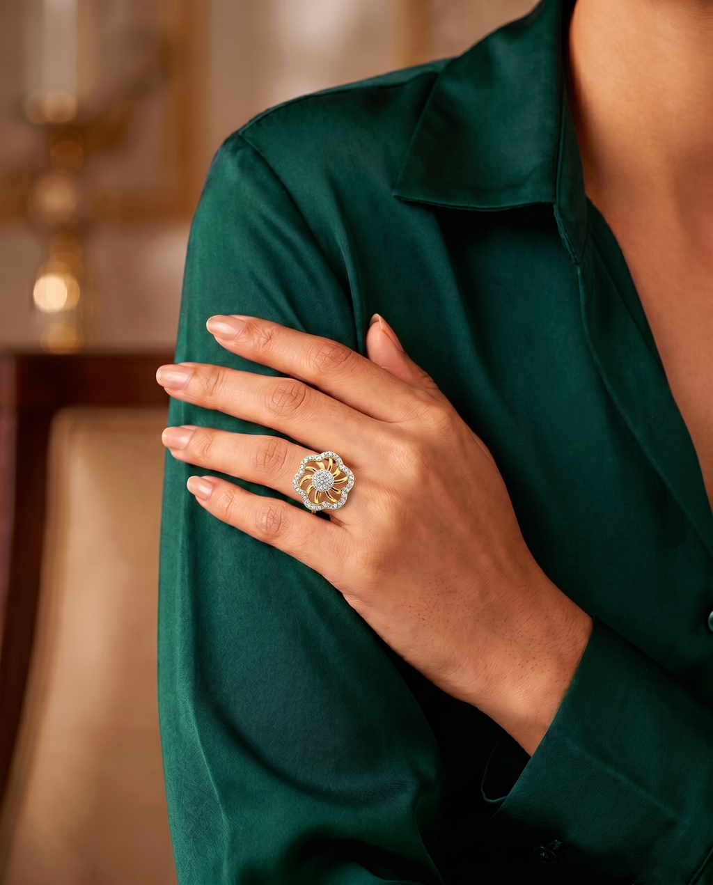 Sunburst Wheel Cocktail Ring