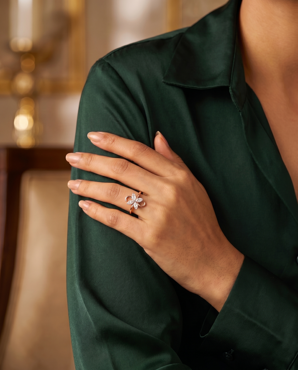 Marquise Bloom Open Ring