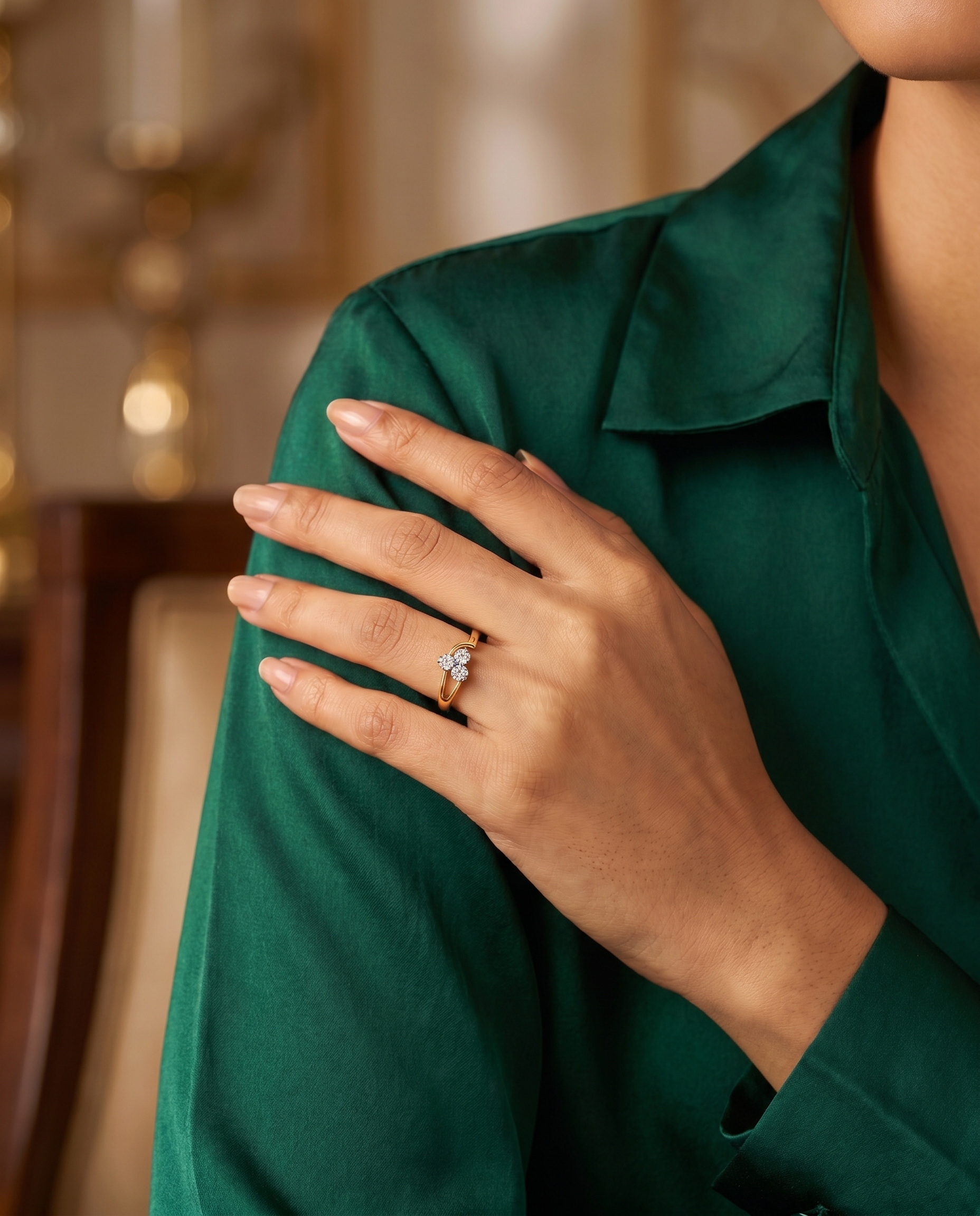 Three Stone Crossover Ring