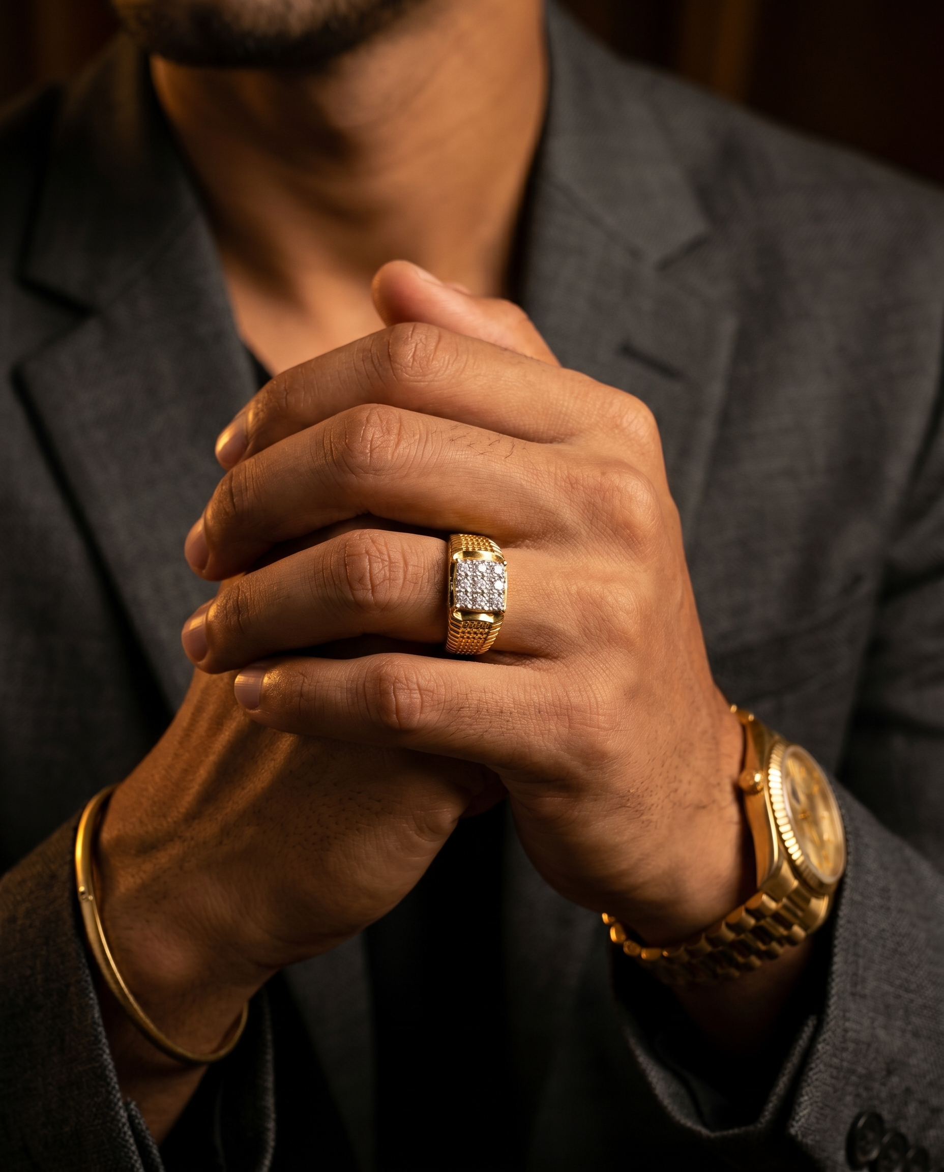 Men's Dual Texture Pavé Ring