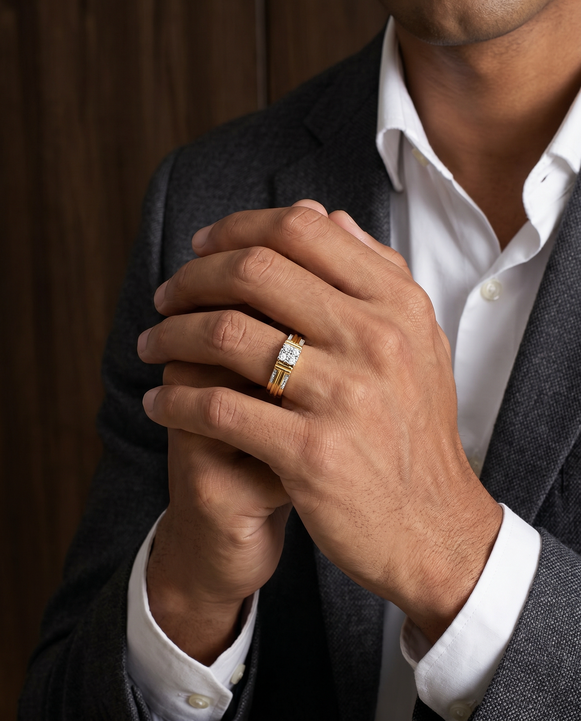 Men's Two-Tone Channel Band Ring