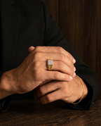Men's Arrow Engraved Pavé Ring