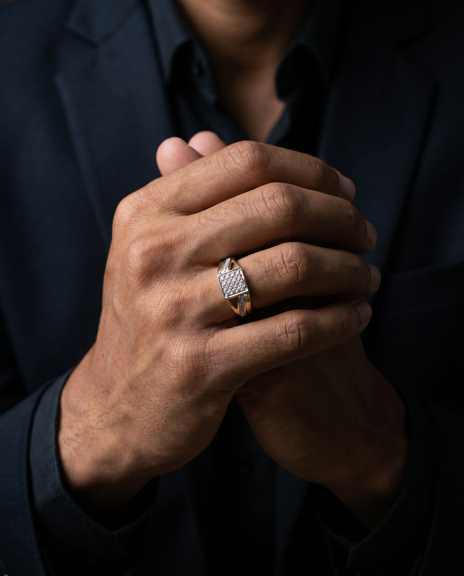 Men's Diagonal Accent Signet Ring