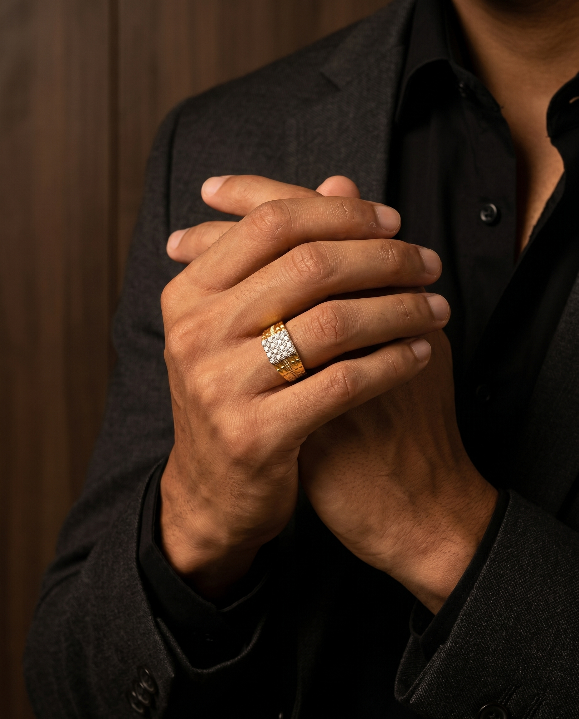 Men's Crystal Band Ring