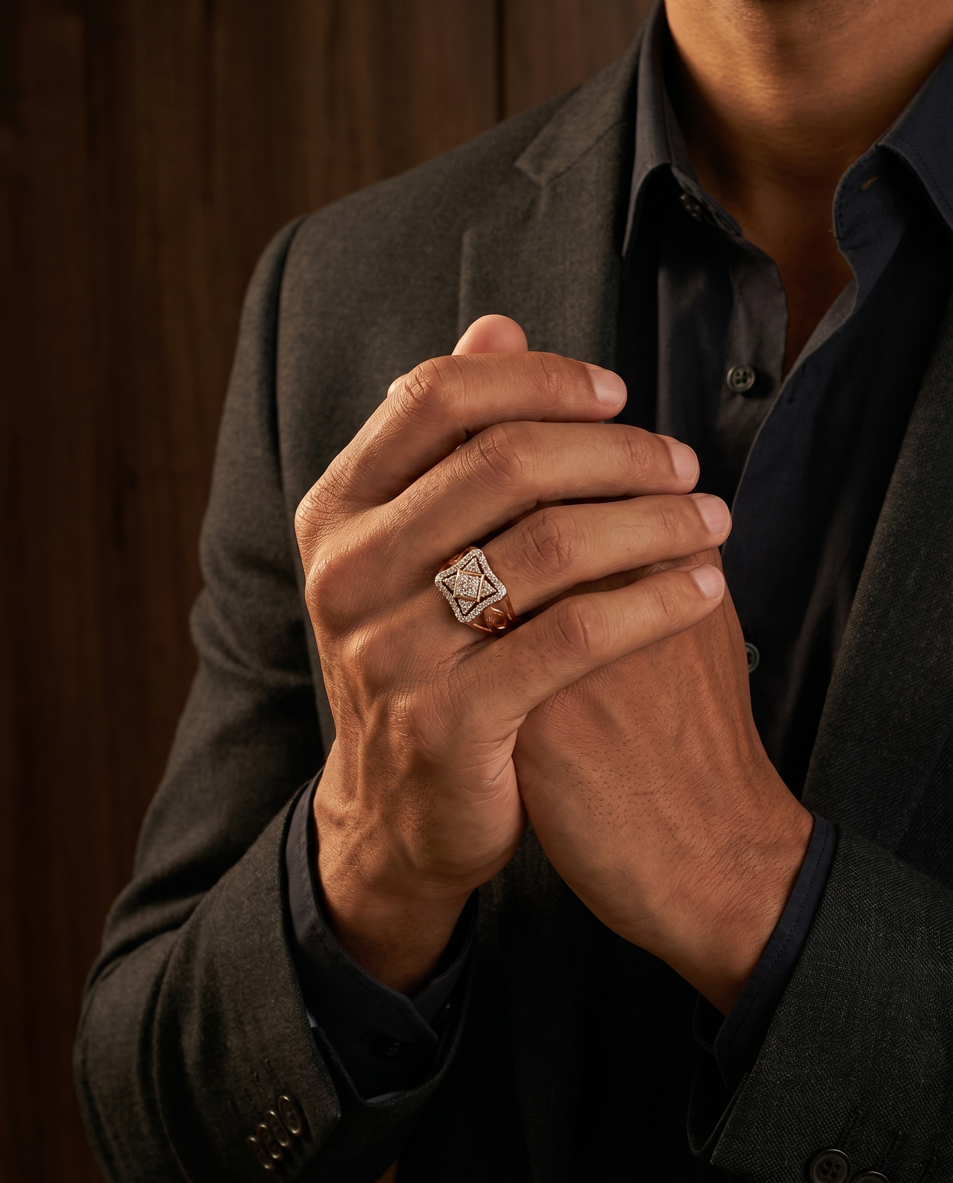 Men's Moissanite Geo Black Ring