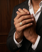 Men's Grid Pavé Signet Ring