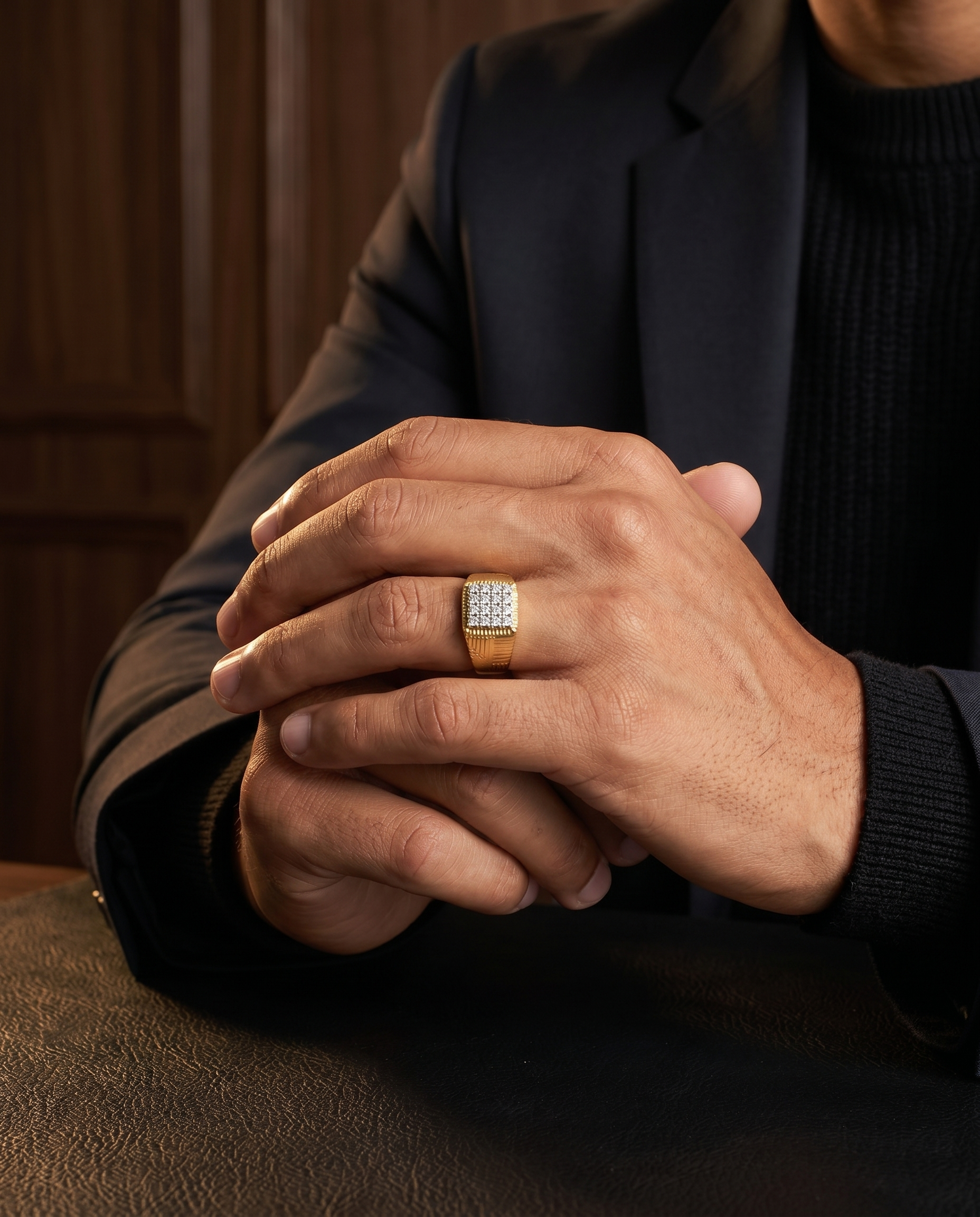Men's Signet Pavé Ring