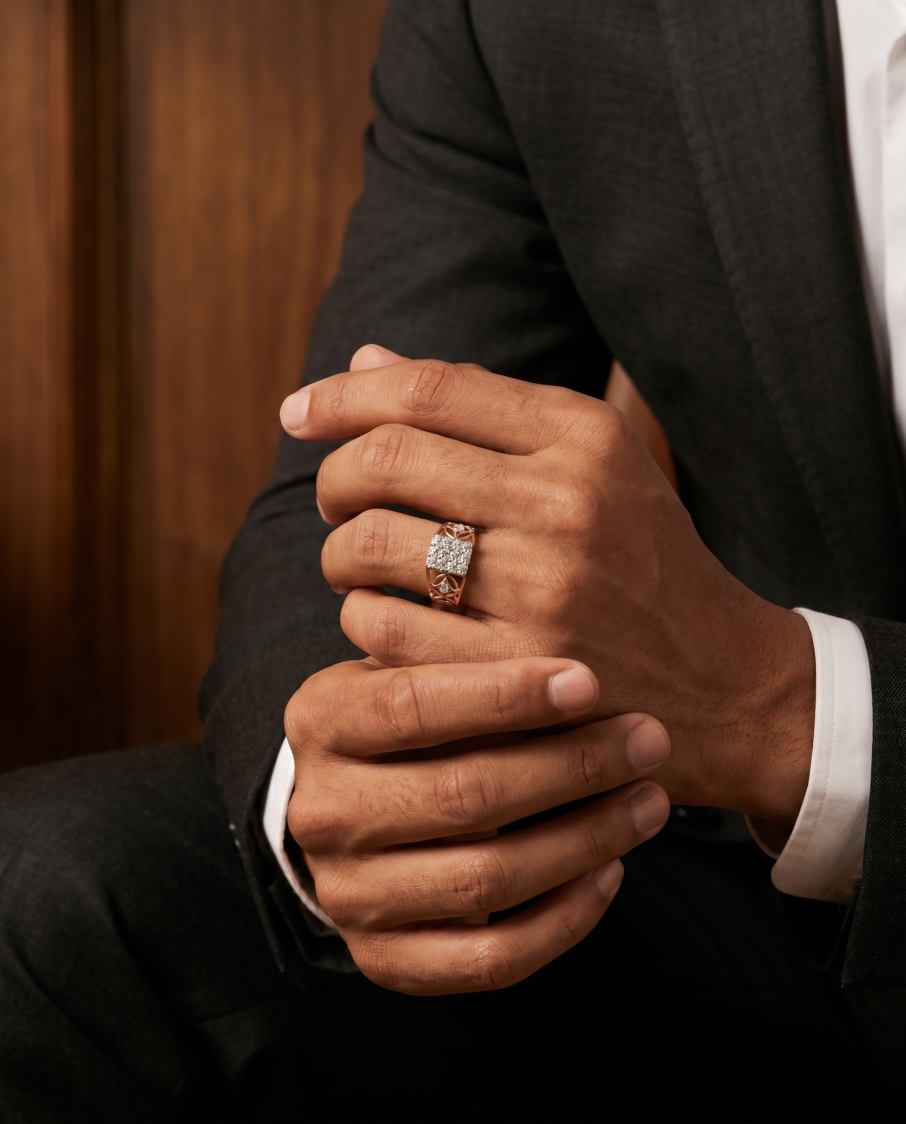 Men's Pavé Lattice Silver Ring