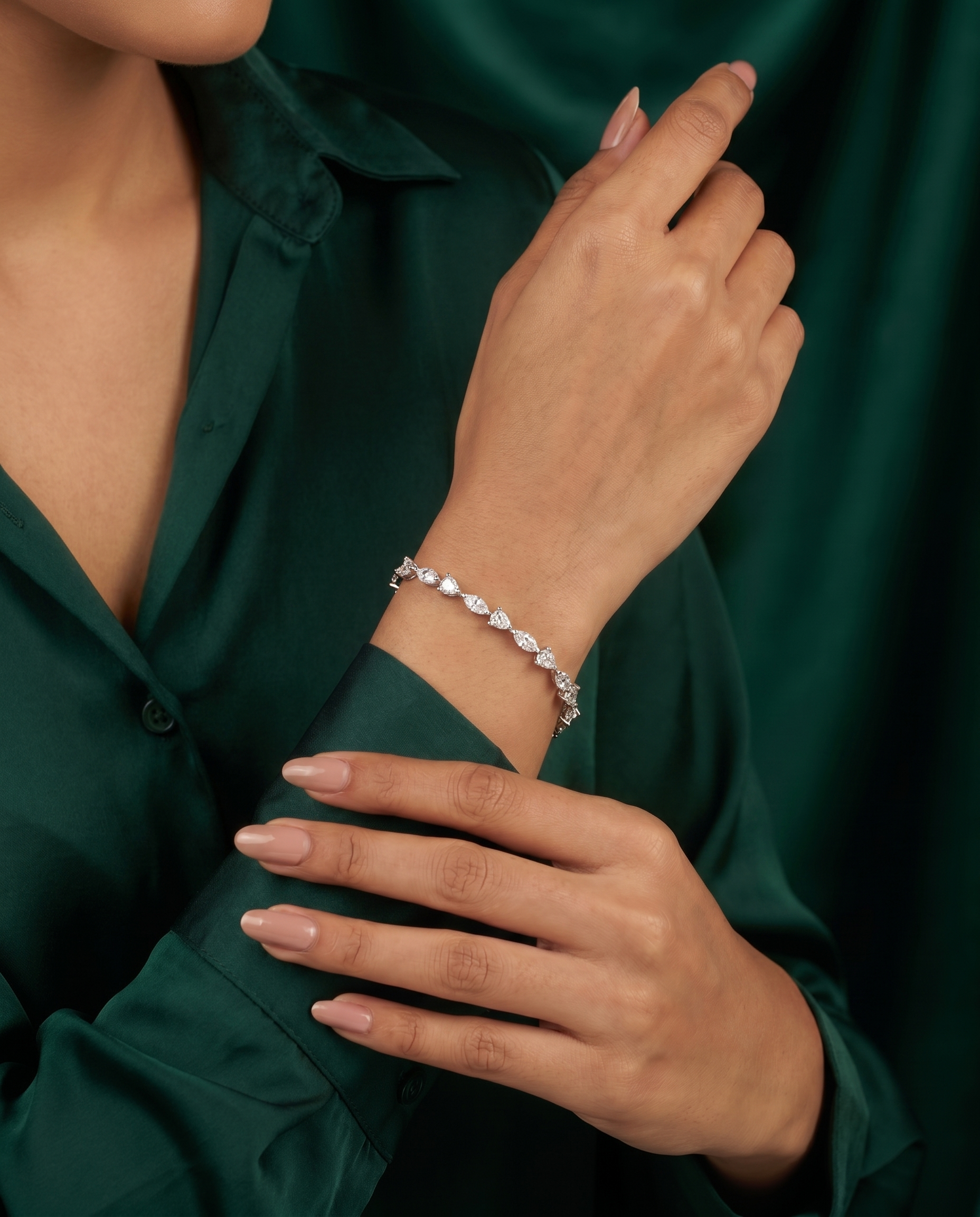 Pear Moissanite Tennis Bracelet
