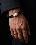 Baroque Pearl Black Bead Bracelet