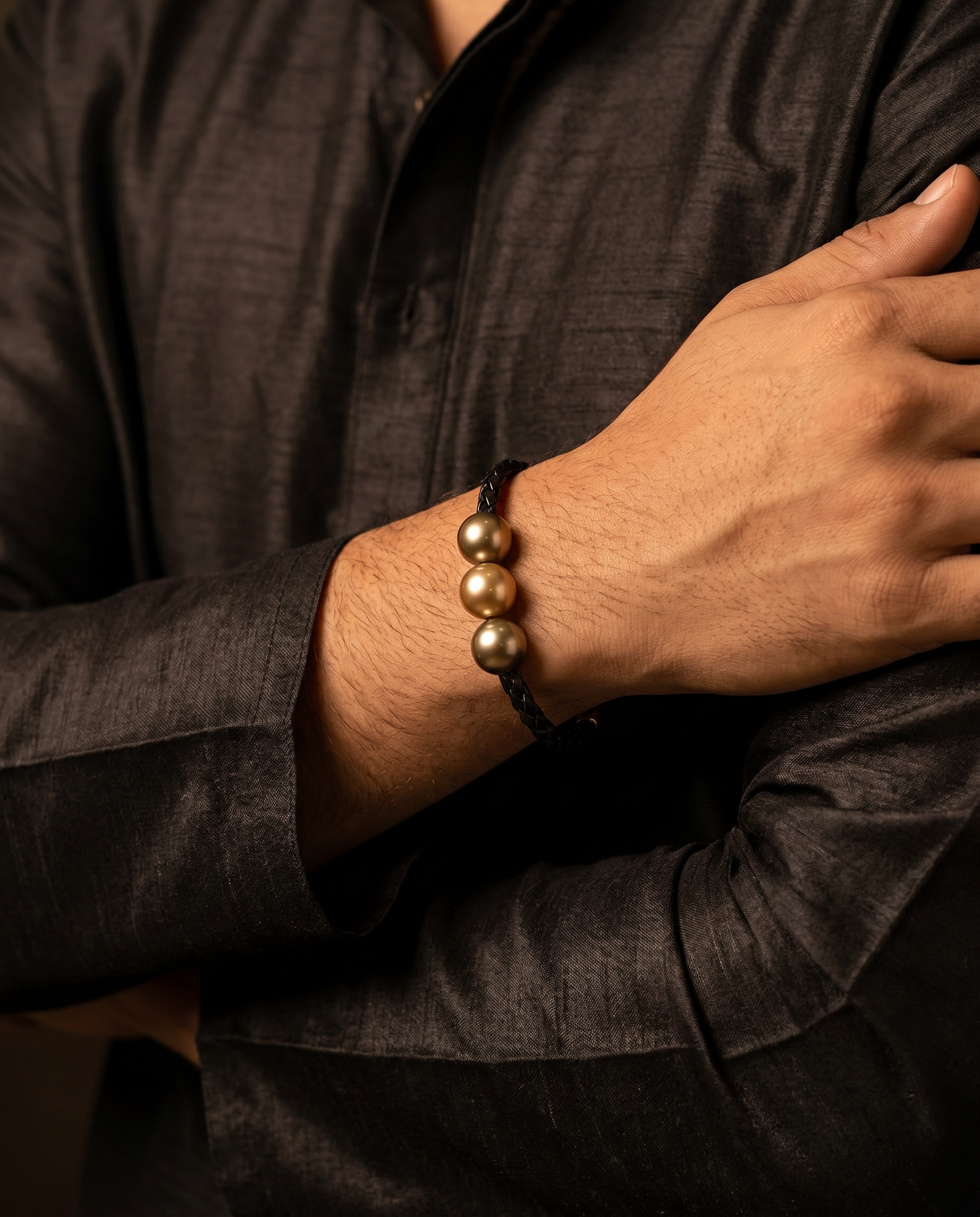 Pearl Braided Leather Bracelet