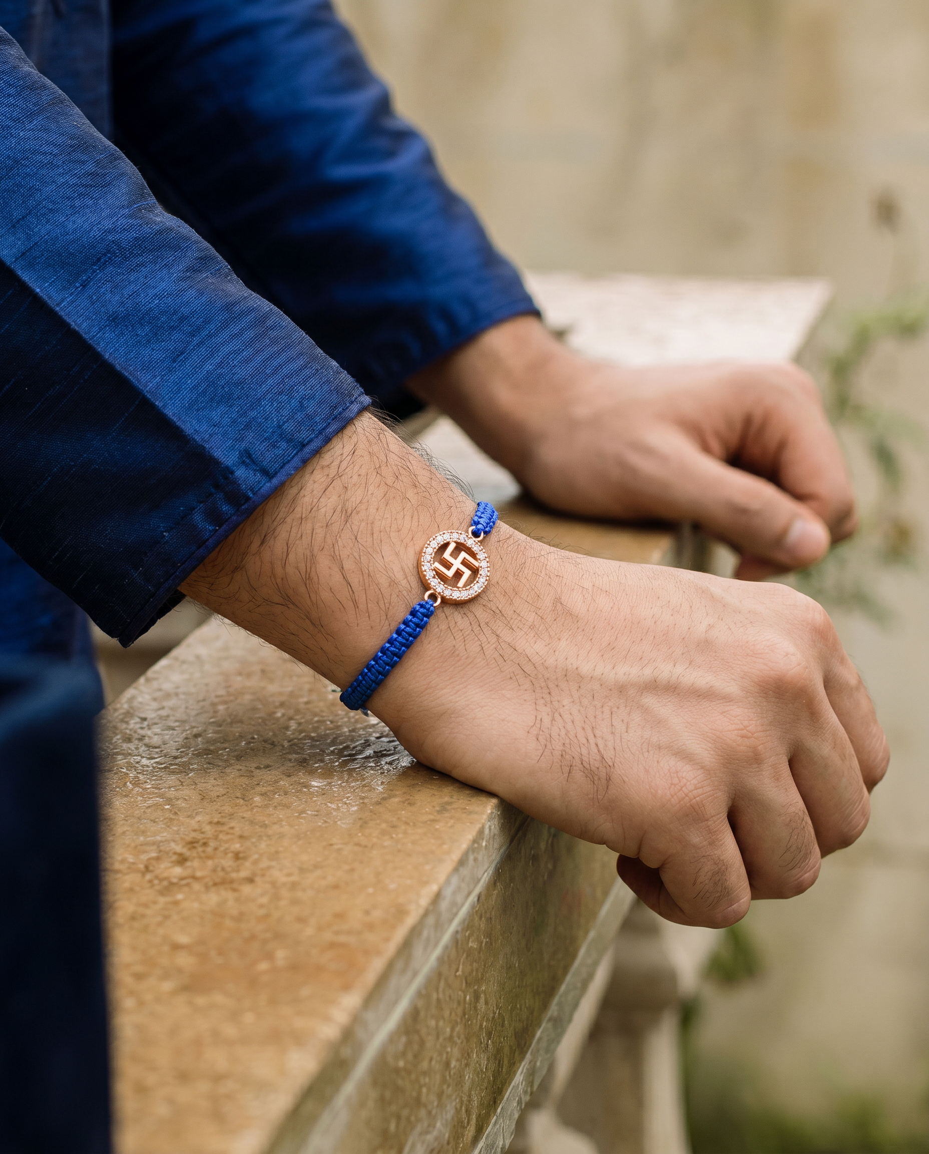 Swastik Charm Macramé Bracelet