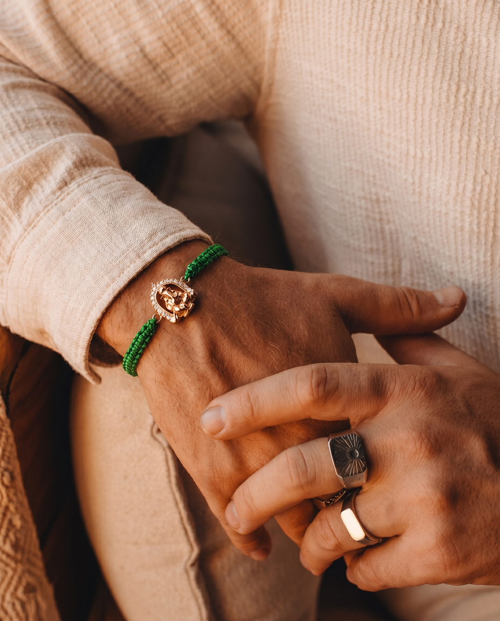 Ganesha Emerald Cord Bracelet
