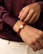 Crimson Bead Pearl Bracelet