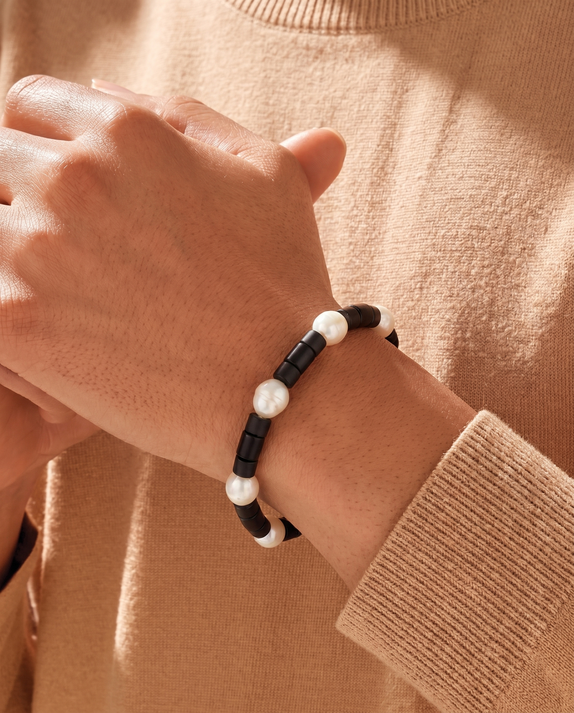 Matte Onyx Pearl Stretch Bracelet