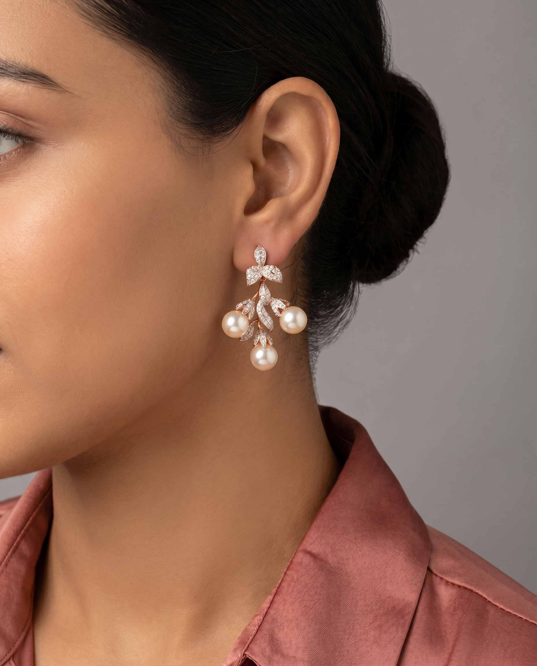 Botanical Pearl Cluster Drop Earrings