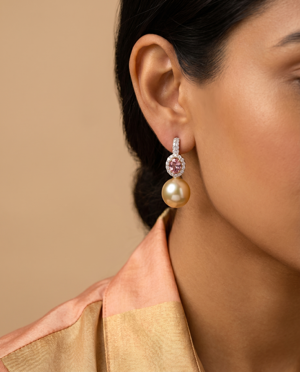 Pink  Pearl Drop Earrings