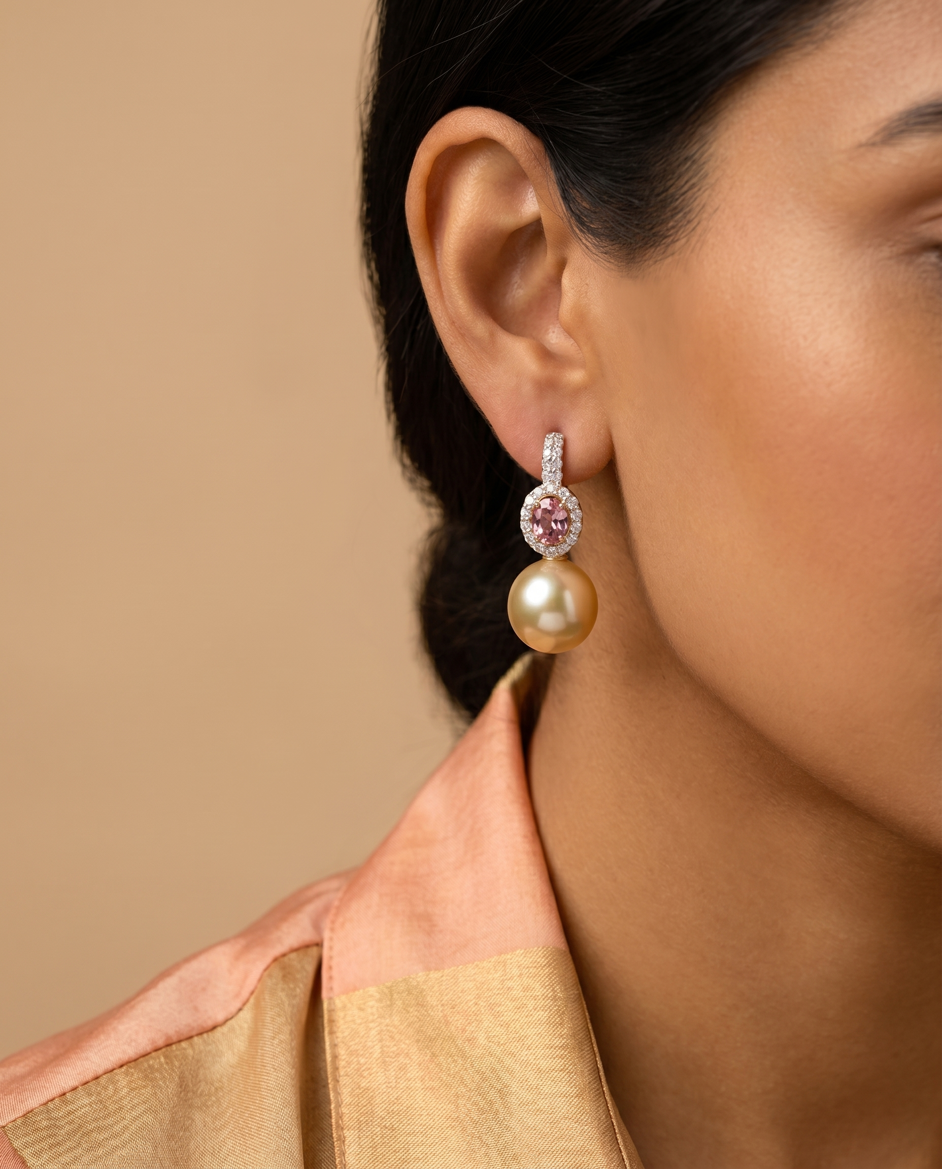 Pink  Pearl Drop Earrings