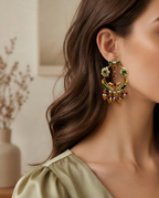 Temple Coin Kundan Chandbali Earrings