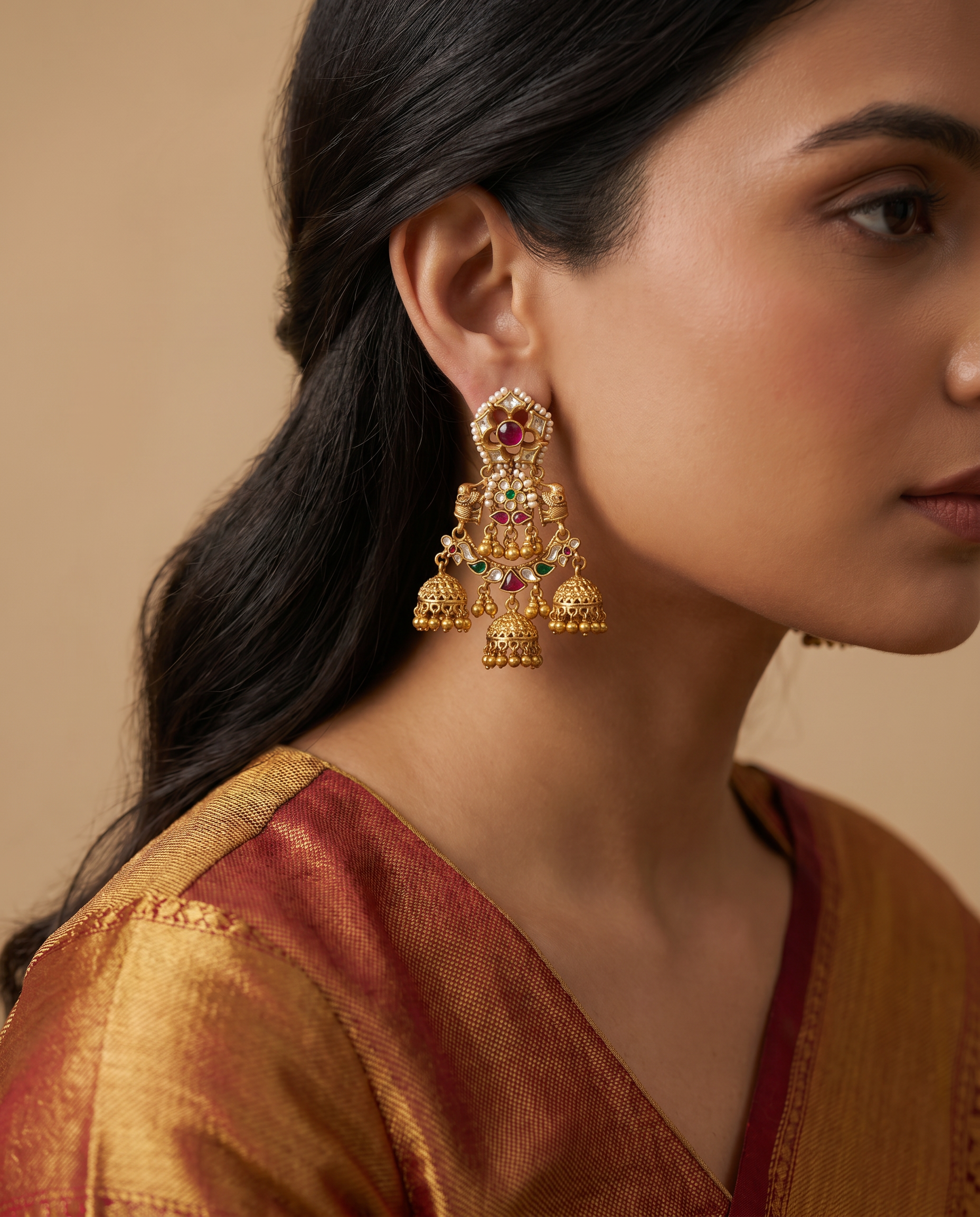 Ghungroo Kundan Bridal Drop Earrings
