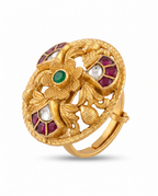 Antique Floral  Kundan Ring