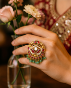 Kundan  Pearl Bead Ring