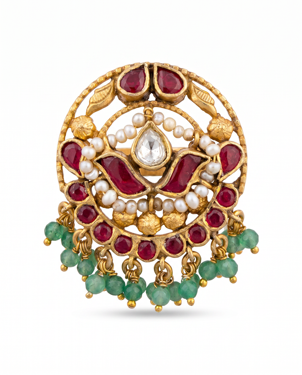 Kundan  Pearl Bead Ring