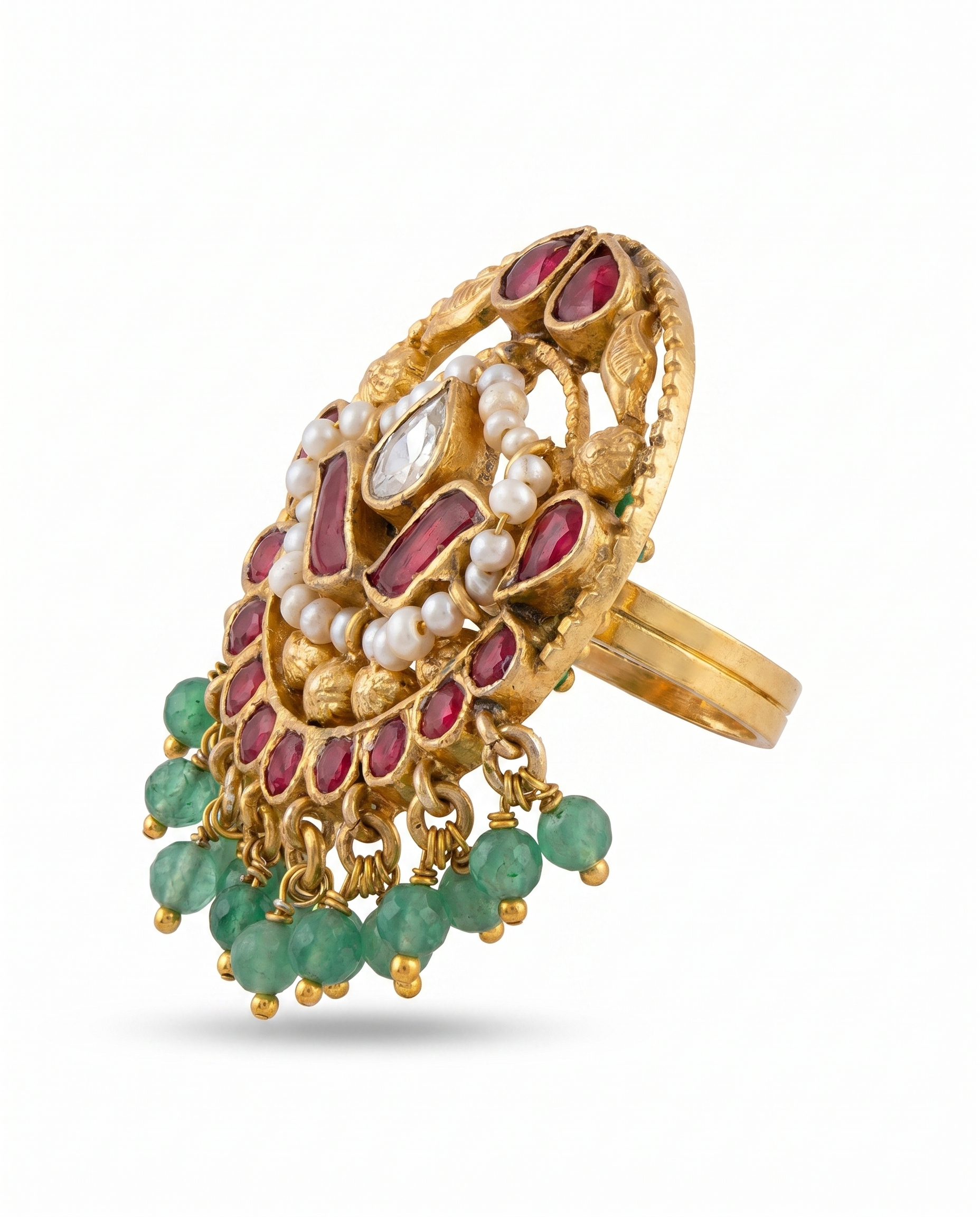 Kundan  Pearl Bead Ring
