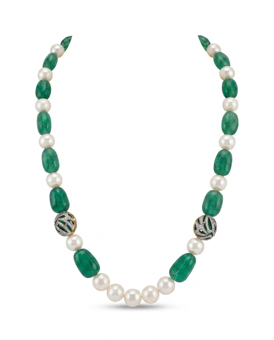 Emerald Tumble South Sea Pearl Necklace