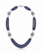 Triple Strand Pearl Enamel Necklace