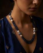 Triple Strand Pearl Enamel Necklace