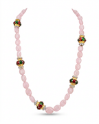 Rose Quartz Meenakari  Bead Necklace