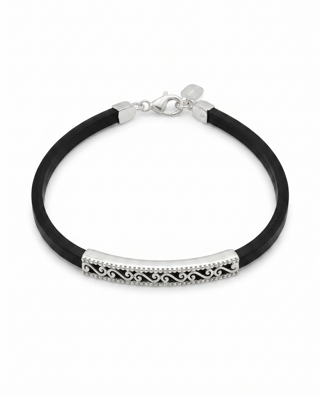 Silver Filigree Leather Cord Bracelet