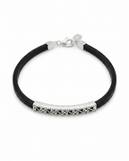 Silver Filigree Leather Cord Bracelet