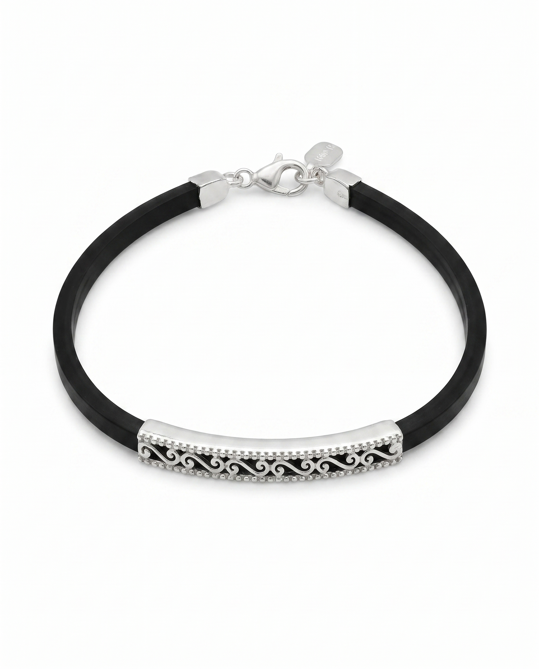 Silver Filigree Leather Cord Bracelet