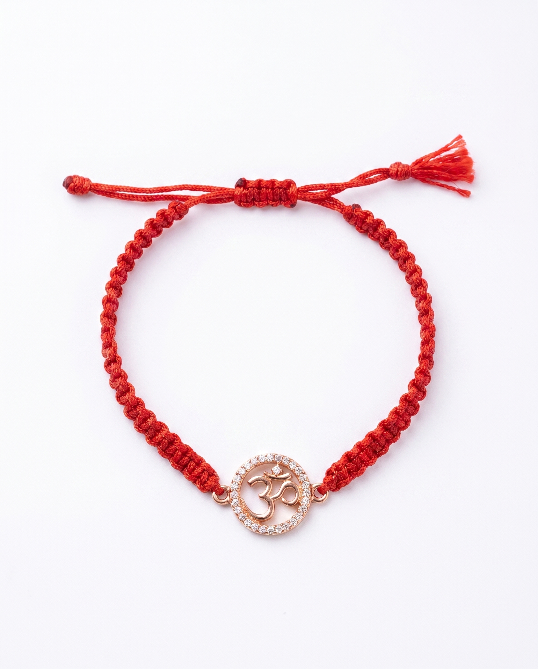 Om Charm Red Macramé Bracelet