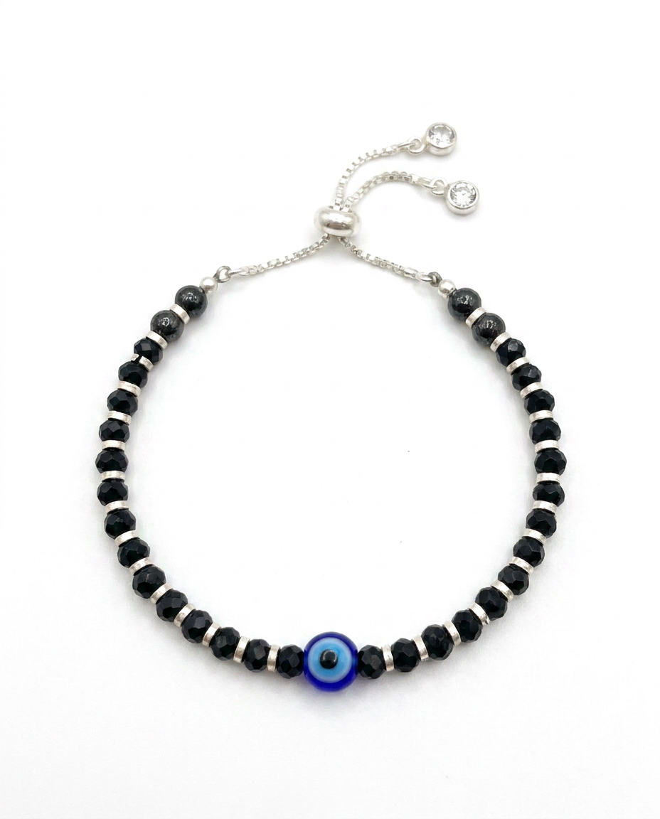 Evil Eye Black Crystal Adjustable Bracelet