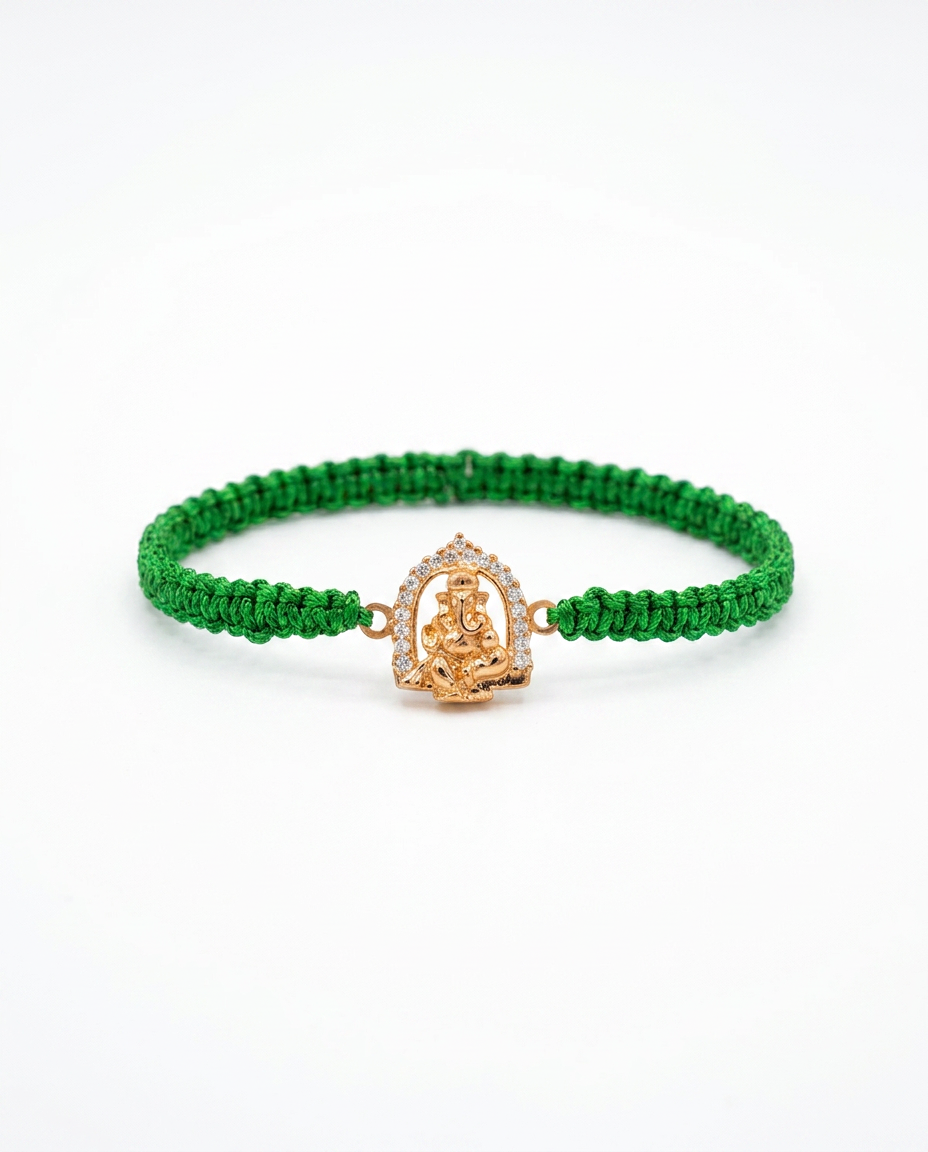 Ganesha Emerald Cord Bracelet