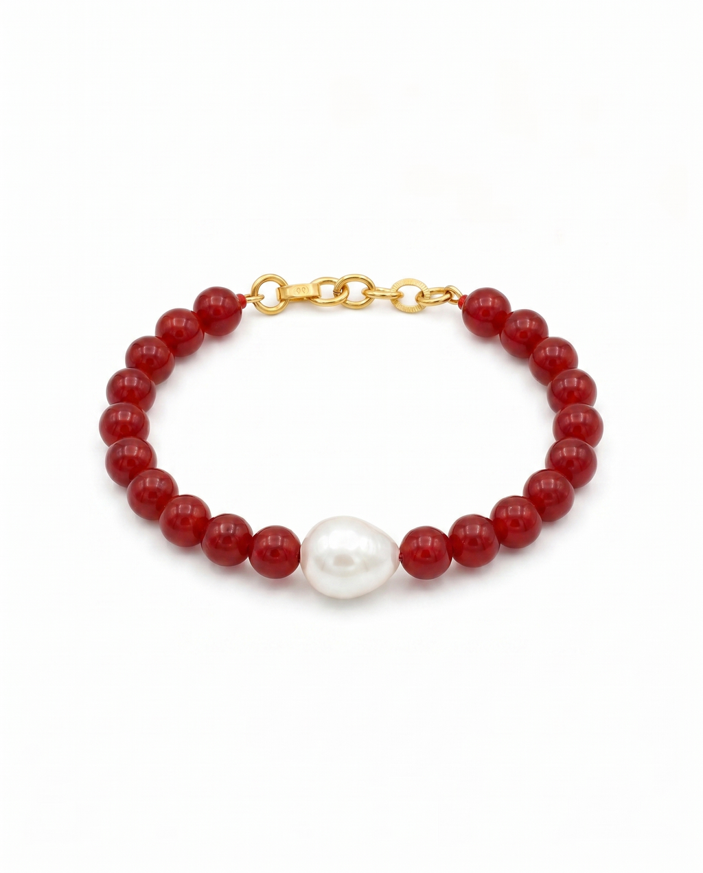 Crimson Bead Pearl Bracelet