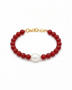 Crimson Bead Pearl Bracelet