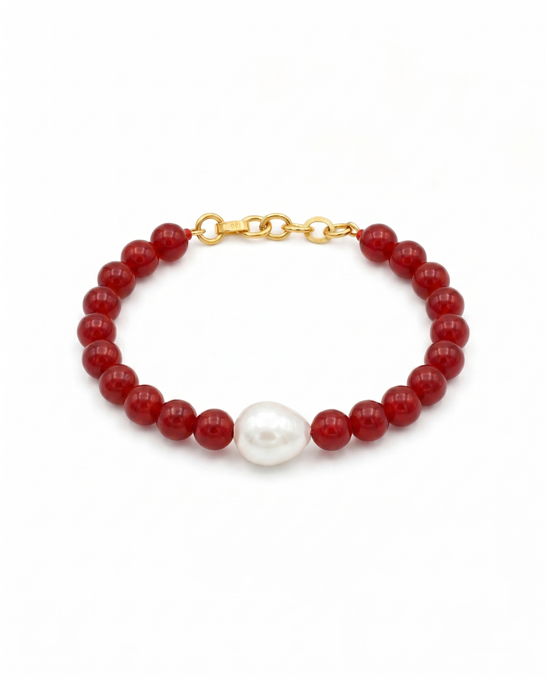 Crimson Bead Pearl Bracelet