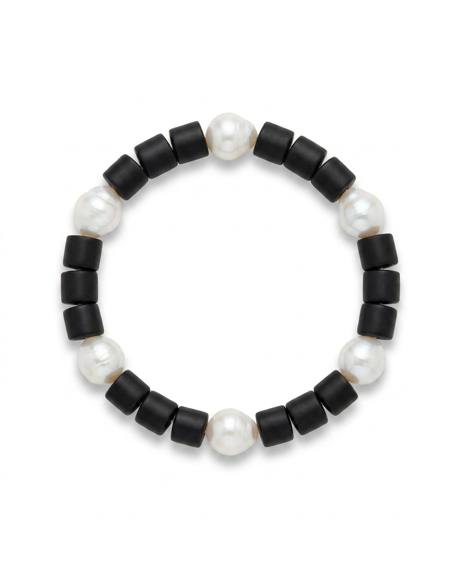Matte Onyx Pearl Stretch Bracelet