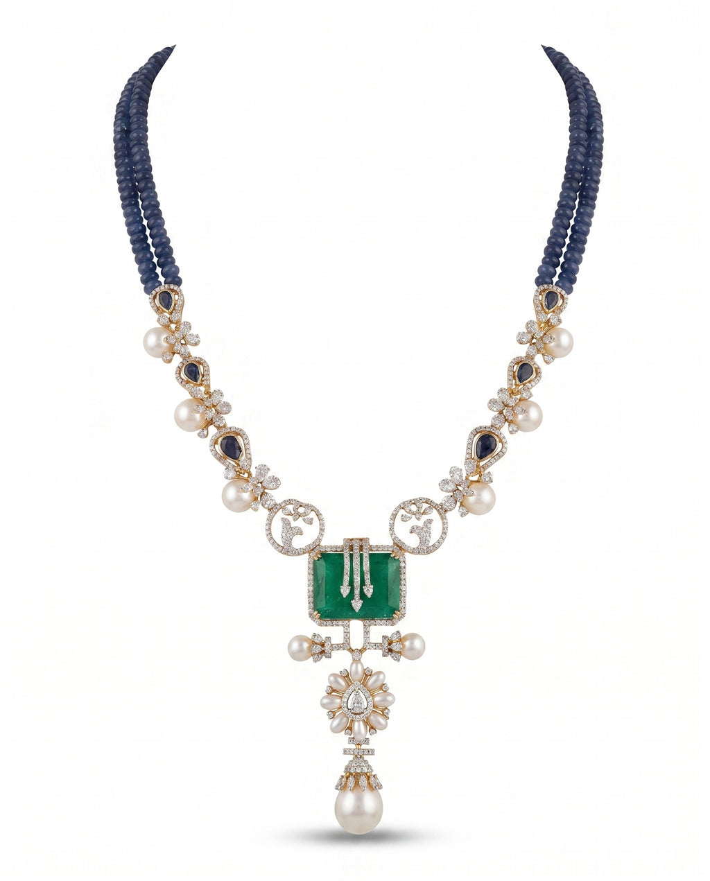 Midnight Blue Bead Royal Pendant Necklace