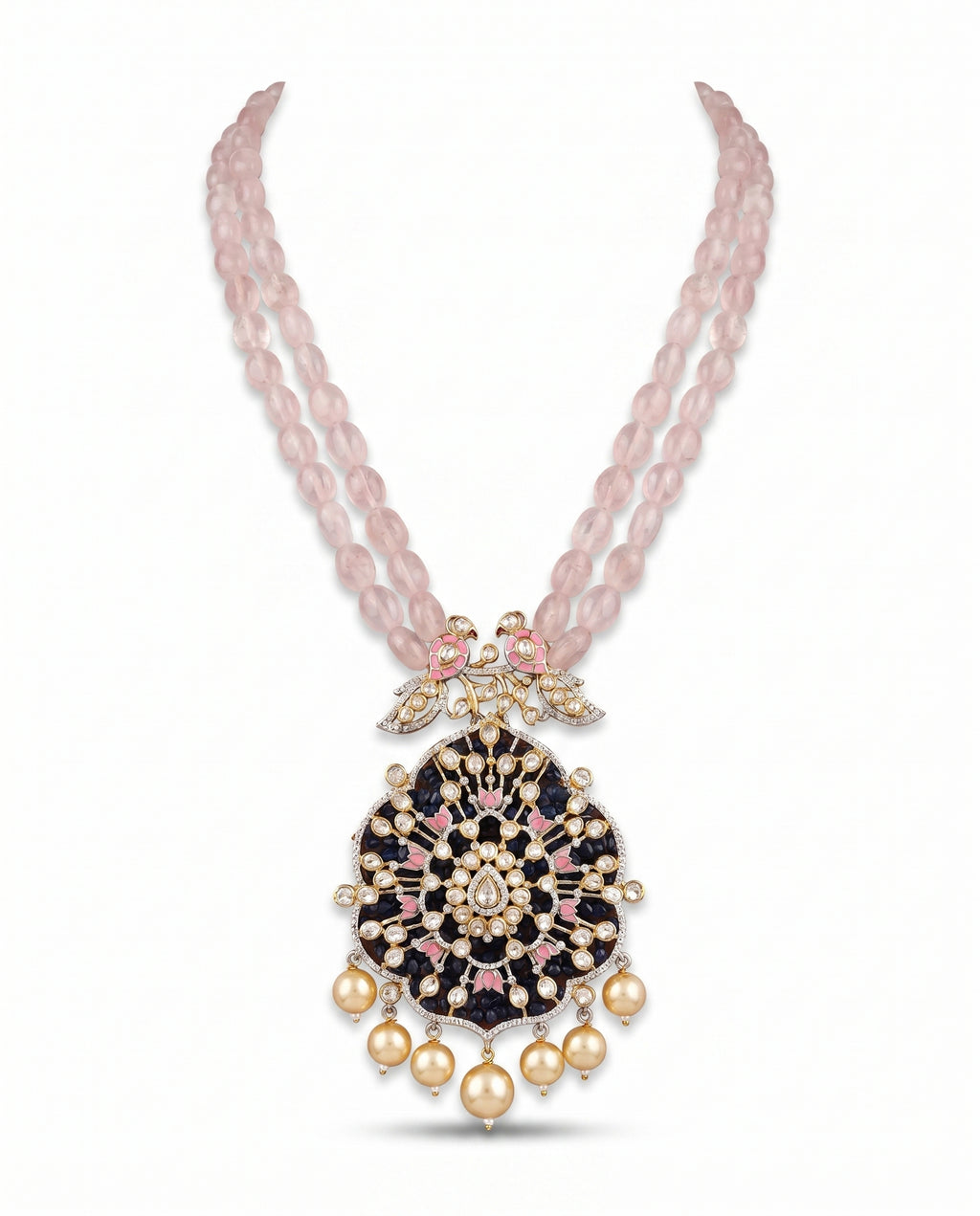 Blush Bead Mandala Pendant Necklace